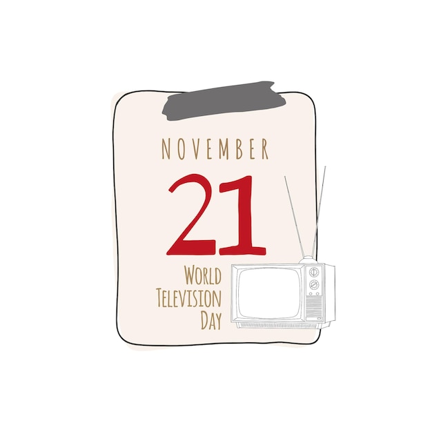 Vector calendar sheet. with shutter for world television day. november.