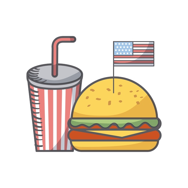 Vector calendar soft drink and hamburger icon