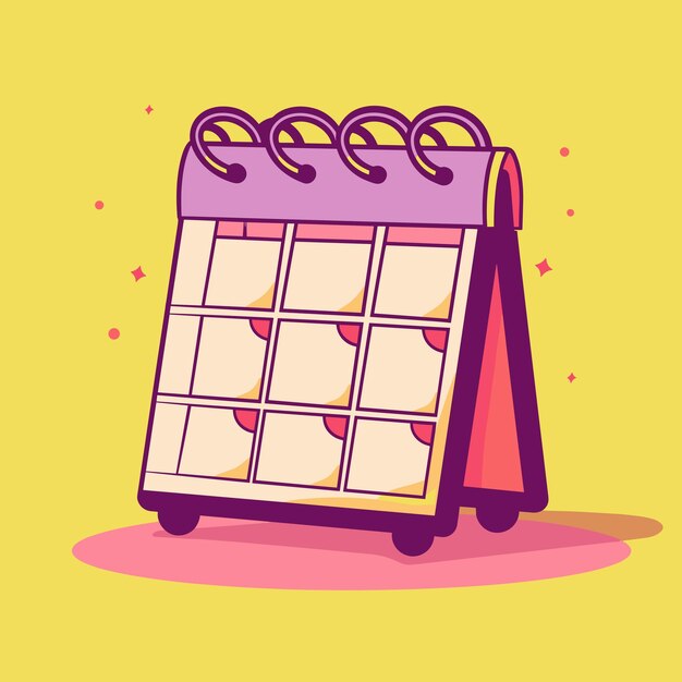 Calendar standing cartoon icon illustration flat vector design