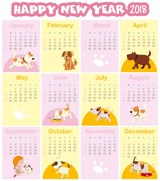 Calendar template for 2018