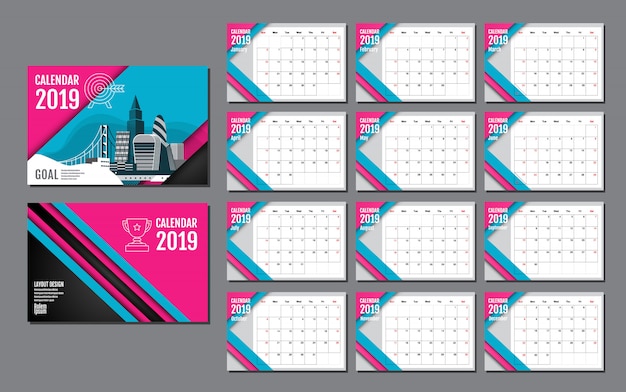 Calendar template for 2019 year