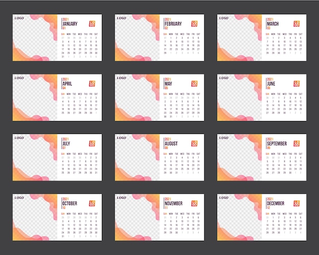 Modello di calendario per l'anno 2021. pianificatore aziendale. calendario aziendale e aziendale.