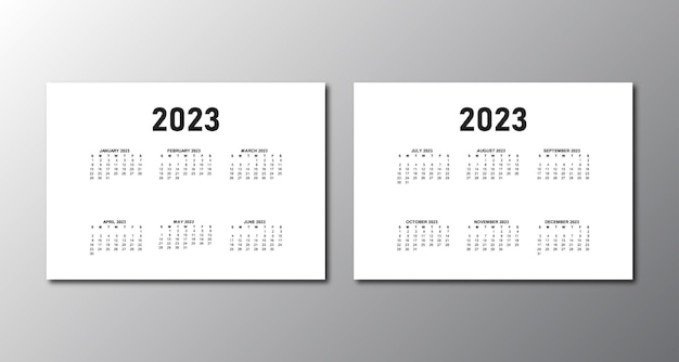 Шаблон календаря 2023 простой дизайн