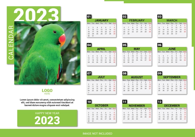 Vector calendar template design 2023