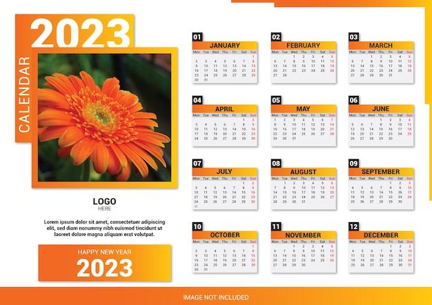 Vector calendar template design 2023