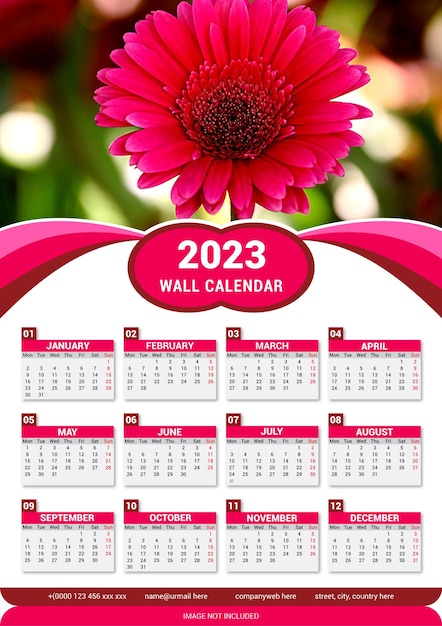 Дизайн шаблона календаря 2023