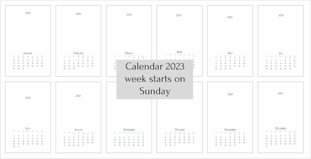 달력 템플릿 벡터 가로 그리드 2023 디자인 년