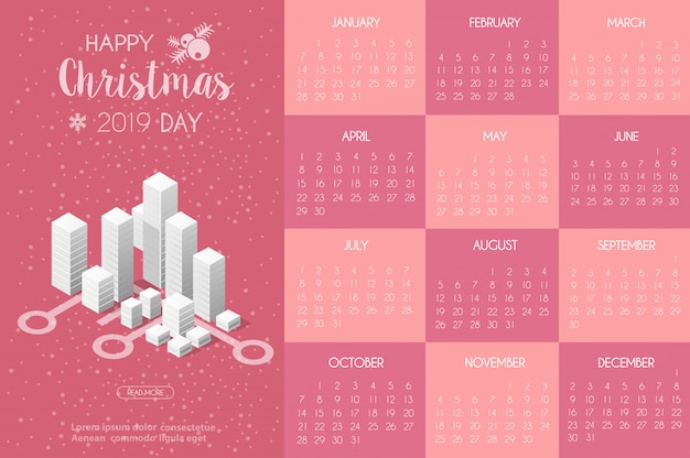 Vector calendar template with house