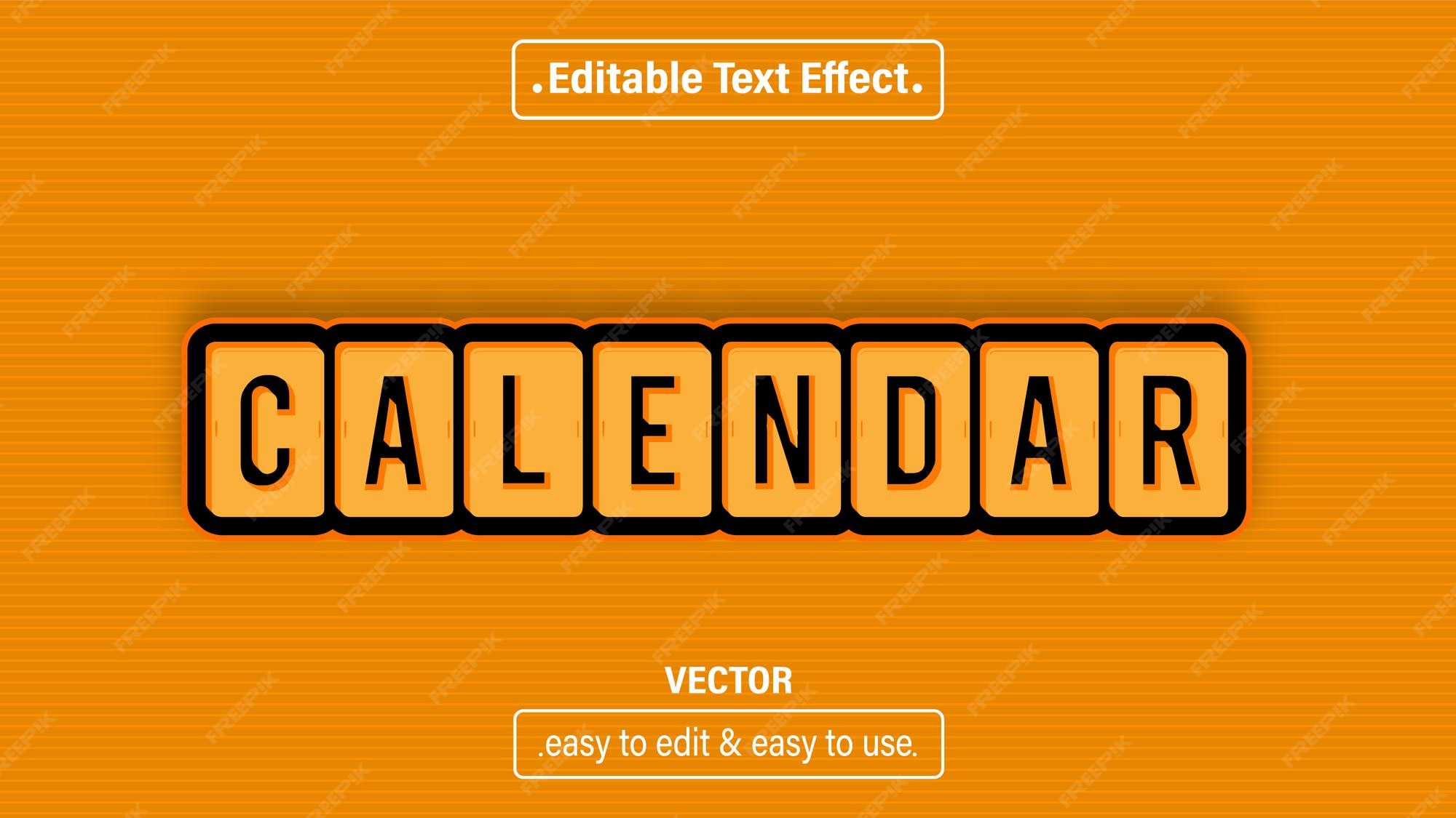 Premium Vector Calendar text effect, editable text style