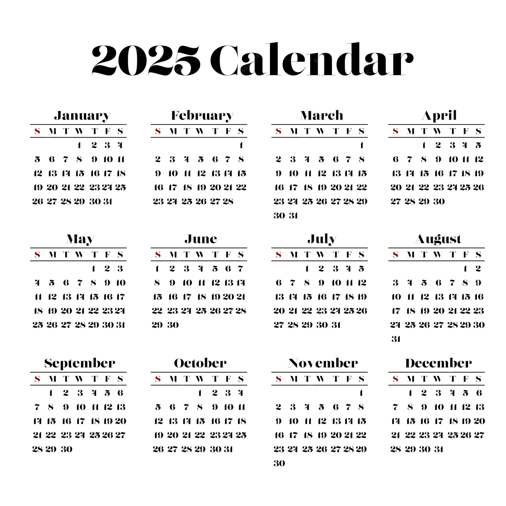Premium Vector A calendar that says 2025 on it