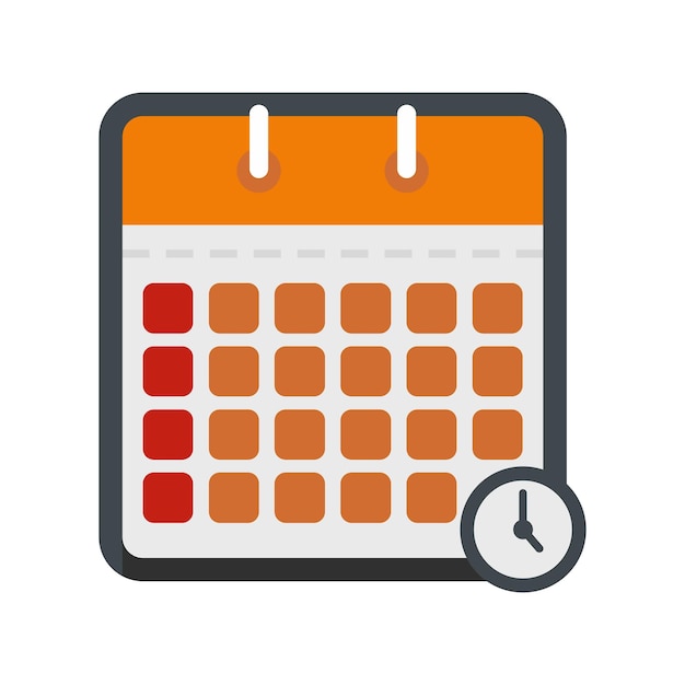 Calendar time icon Flat illustration of calendar time vector icon isolated on white background