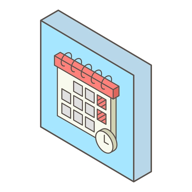 カレンダー時間アイコン web のカレンダー時間ベクトル アイコンのアイソメ図
