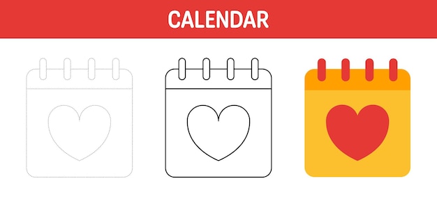 Foglio di lavoro per tracciare e colorare il calendario per bambini