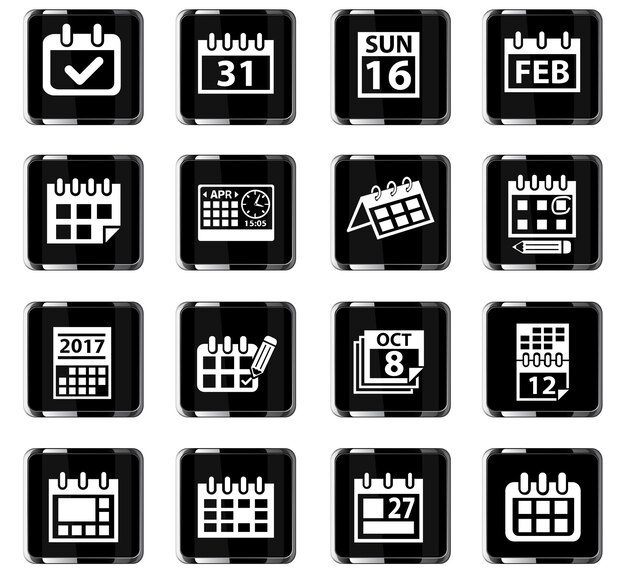 Вектор Веб-иконки календаря для дизайна пользовательского интерфейса