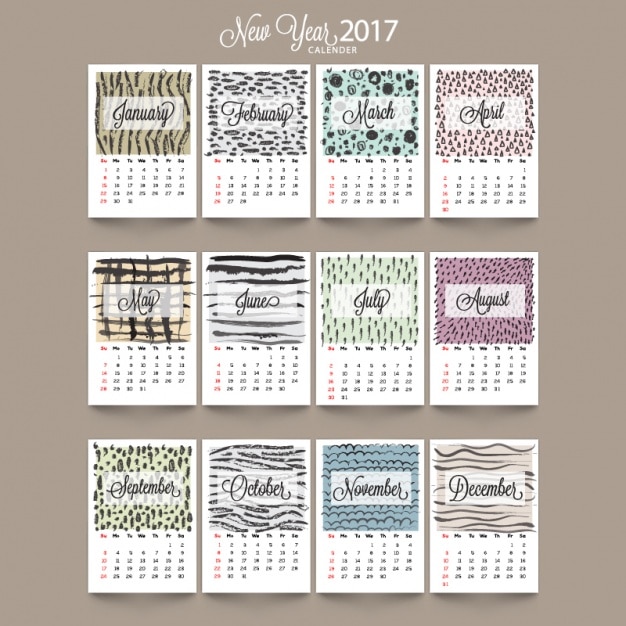 Vector calendar with abstract decoration