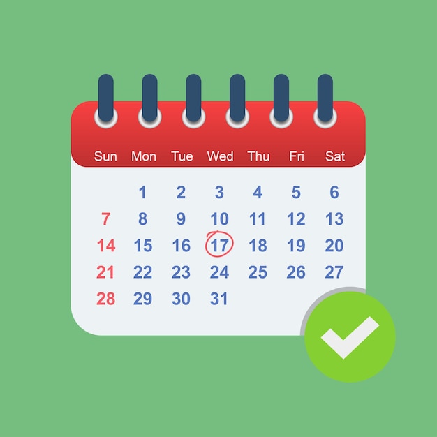 Calendar with checkmark Approved or schedule date