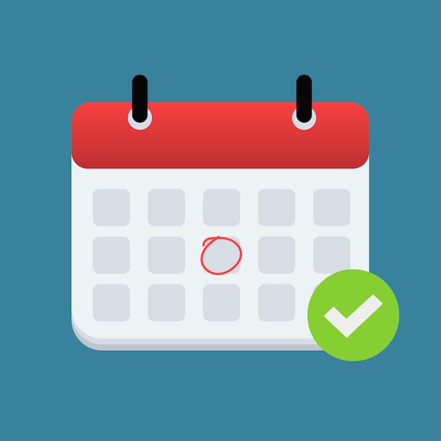 Calendar with checkmark or tick icon