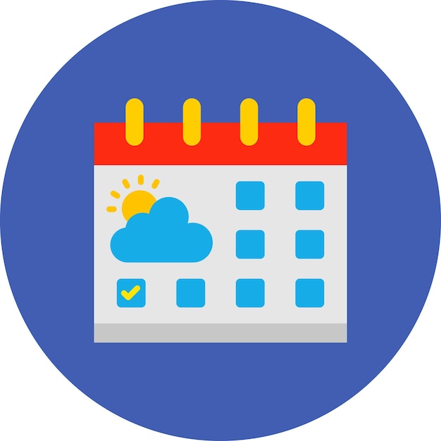 Vector a calendar with a cloud and a blue background with a calendar that says  day