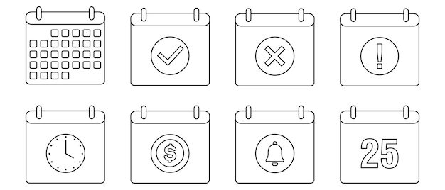 교차 표시 아이콘 벡터가 있는 일정 이벤트 아이콘 취소 일정 아이콘의 잘못된 날 벡터 플랫