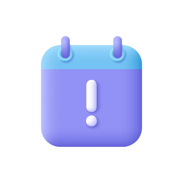 Vector calendar with exclamation point reminder attention and notification concept 3d vector icon cartoon minimal style