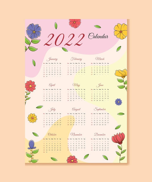 Calendar with flower theme Floral calendar