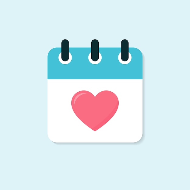 Calendar with hearts icon valentine's day or wedding day concept