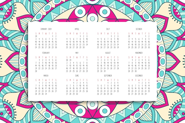 Calendar with mandalas ornament