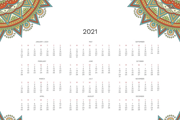 Calendar with mandalas.