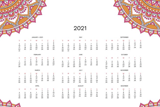 Calendario con mandala.