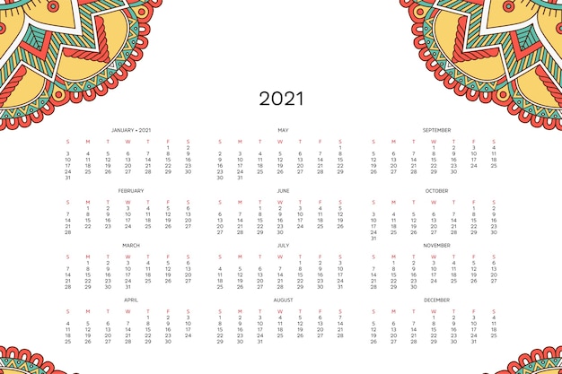 Calendar with mandalas.