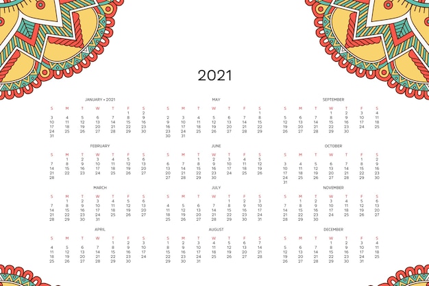 Calendario con mandala.