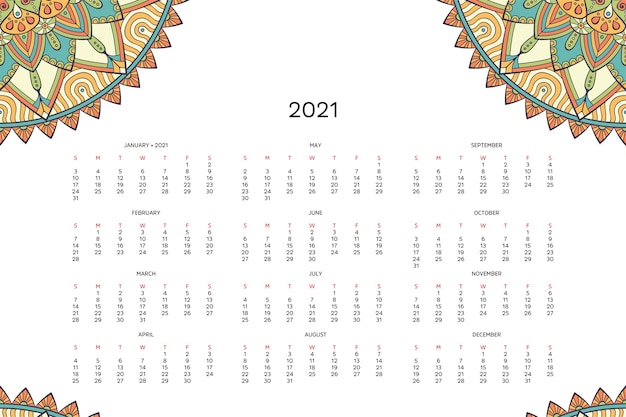 Calendario con mandala.