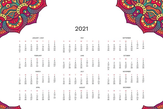 Calendar with mandalas.