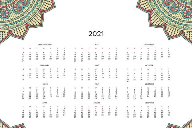 Calendar with mandalas.