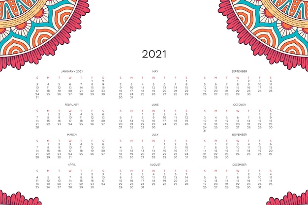 Calendario con mandala.