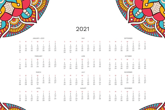 Calendar with mandalas.