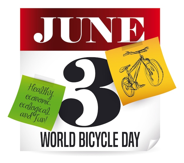 Calendar with notes to commemorate World Bicycle Day