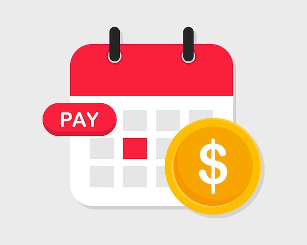 Vector calendar with payment date payment calendar icon