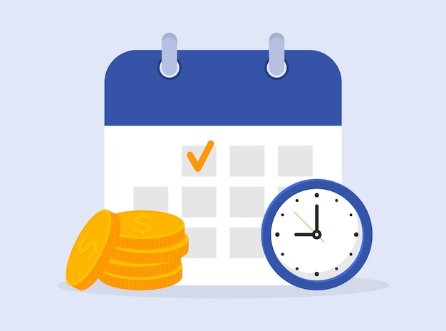 Vector calendar with payment date payment calendar icon