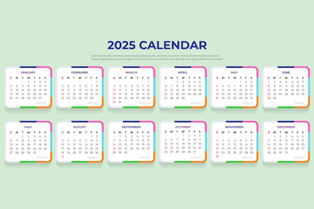 カレンダーに 2025 年が書かれています