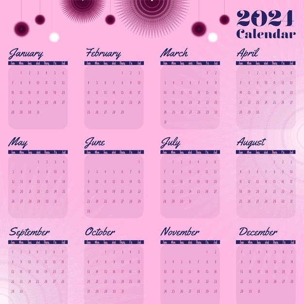 Vector calendar of year 2024