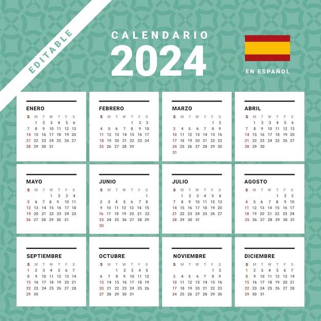 Calendario 2024 1080px испанский