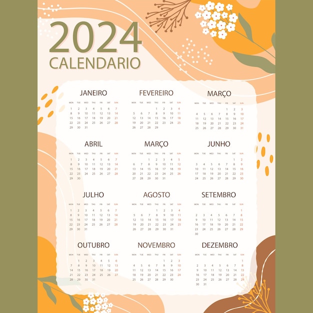 Vettore calendario per il 2024