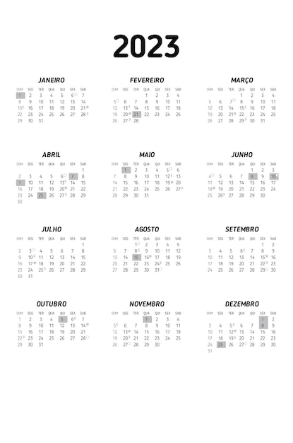 Vector calendário de bolso 2023 - pt