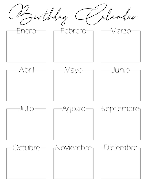 Vettore calendario di cumpleaños