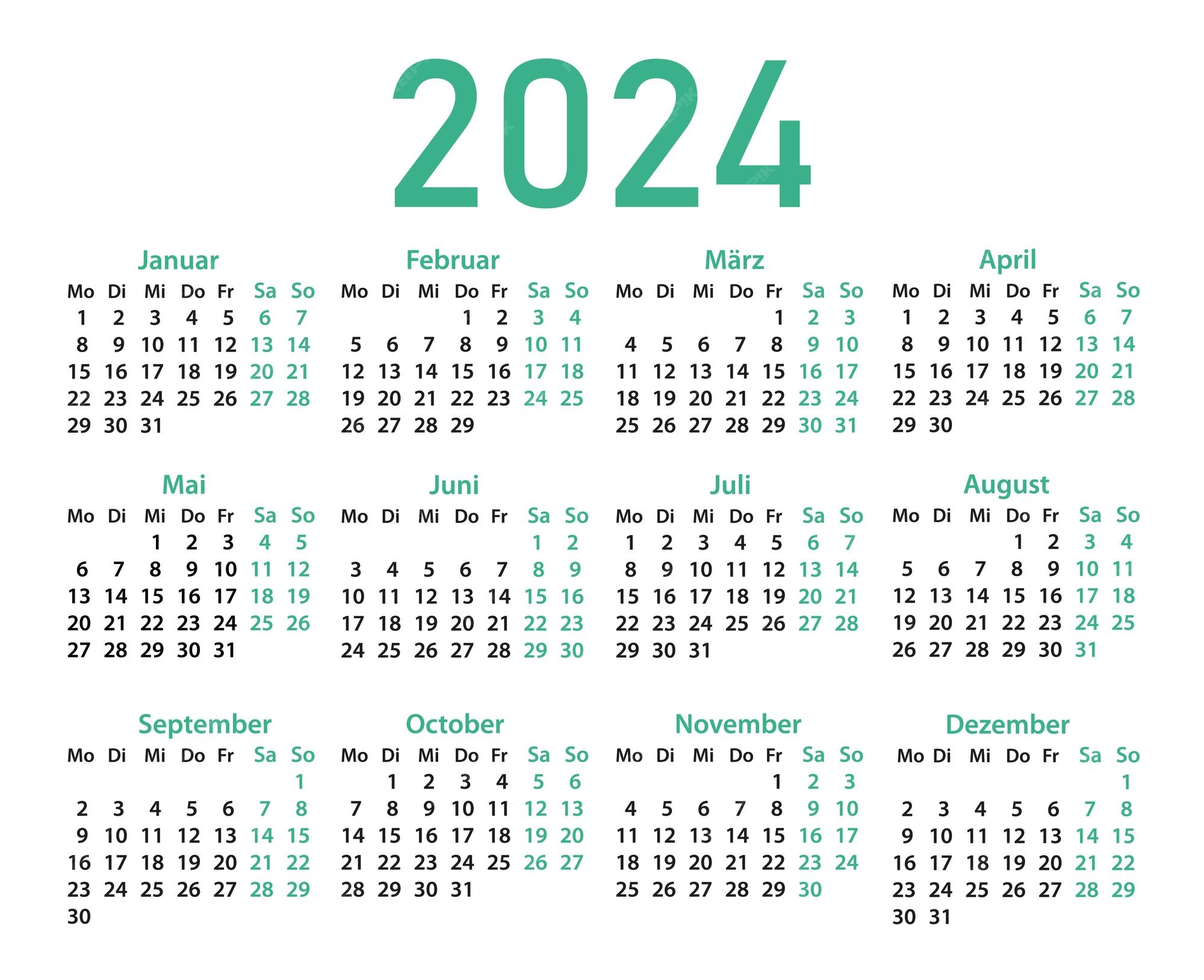 Premium Vector Calendars in german for 2024 on a white background