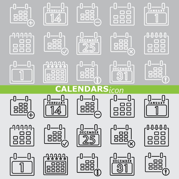 Icone di calendari. set lineare.