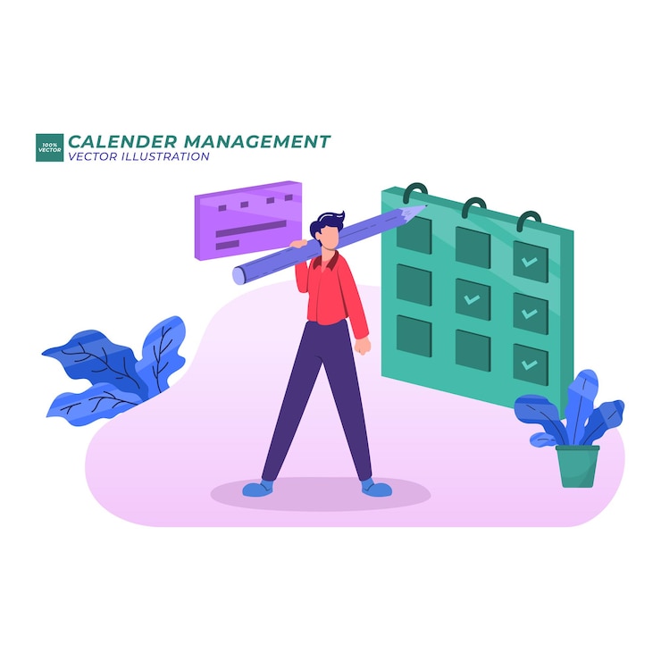 Vector calender management flat illustration planing