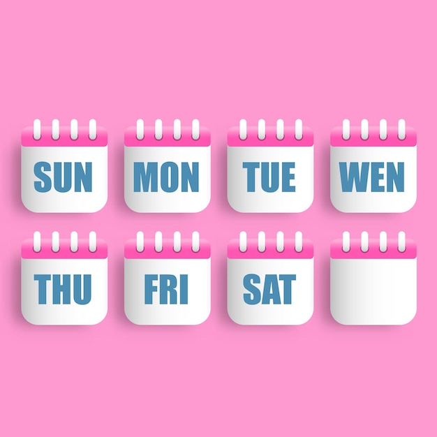 Vettore calendario con modello di progettazione dei giorni della settimana