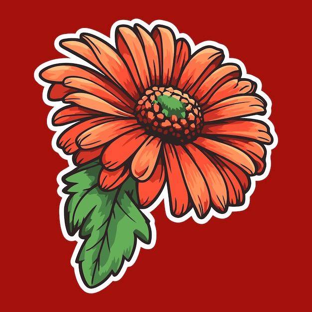 Calendula flower art floral decorative illustration for sticker and printing